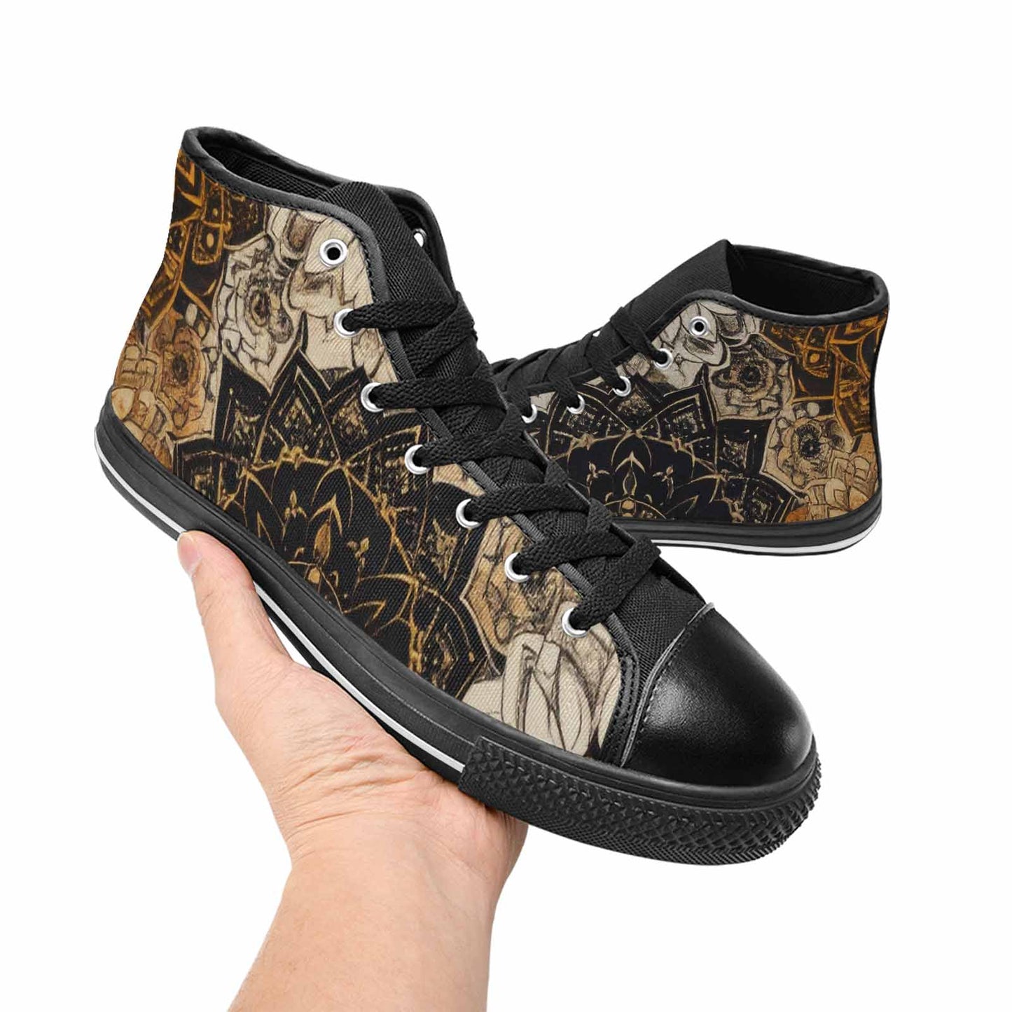 WOMEN'S Mandala High Top Canvas Vibrant Chaos Custom Sneakers
