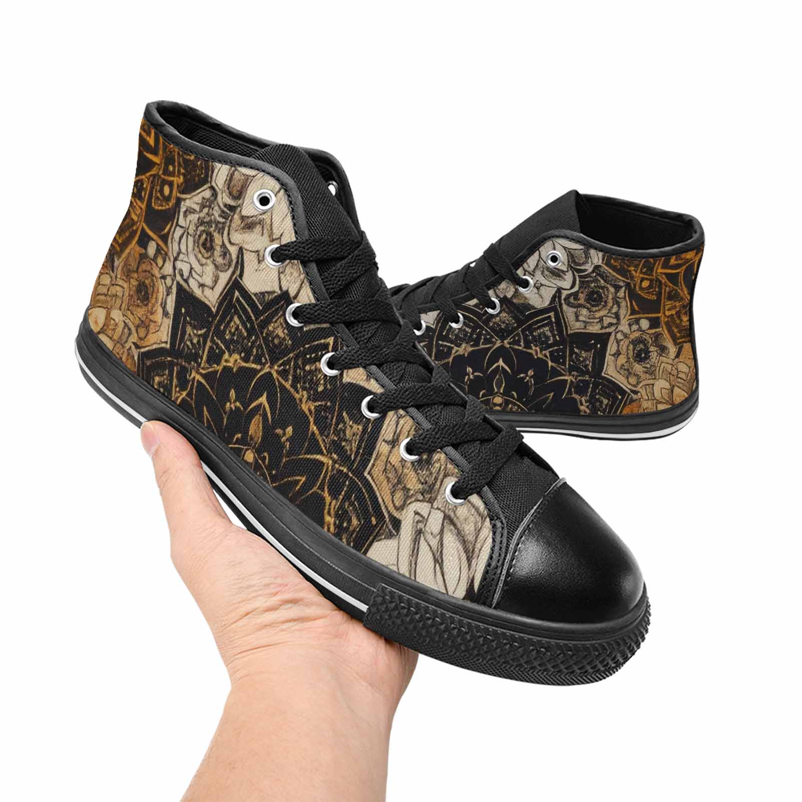 WOMEN'S Mandala High Top Canvas Vibrant Chaos Custom Sneakers