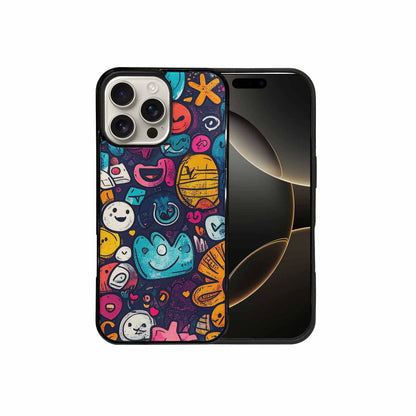 iPhone 16 Pro Max Case — Hand Drawn Icon Doodle Pattern Hundreds, Custom Print Case Cover