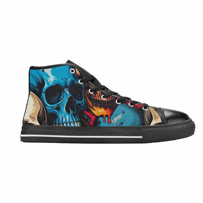 WOMEN'S Dripping Skulls Collage High Top Canvas Vibrant Chaos Custom Sneakers