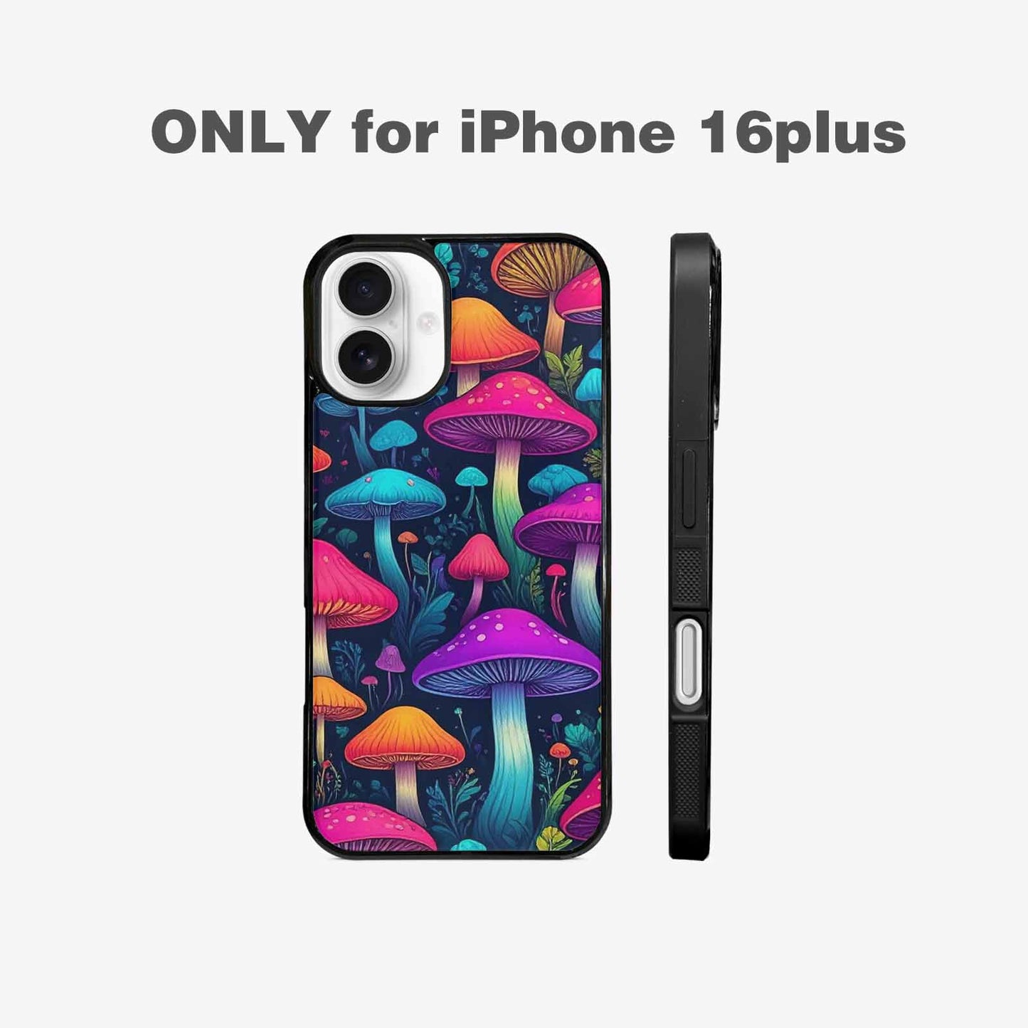 iPhone 16 Plus Case — Mushroom Psychedelic Art Seamless Pattern Vibrant, Unique Phone Case Design