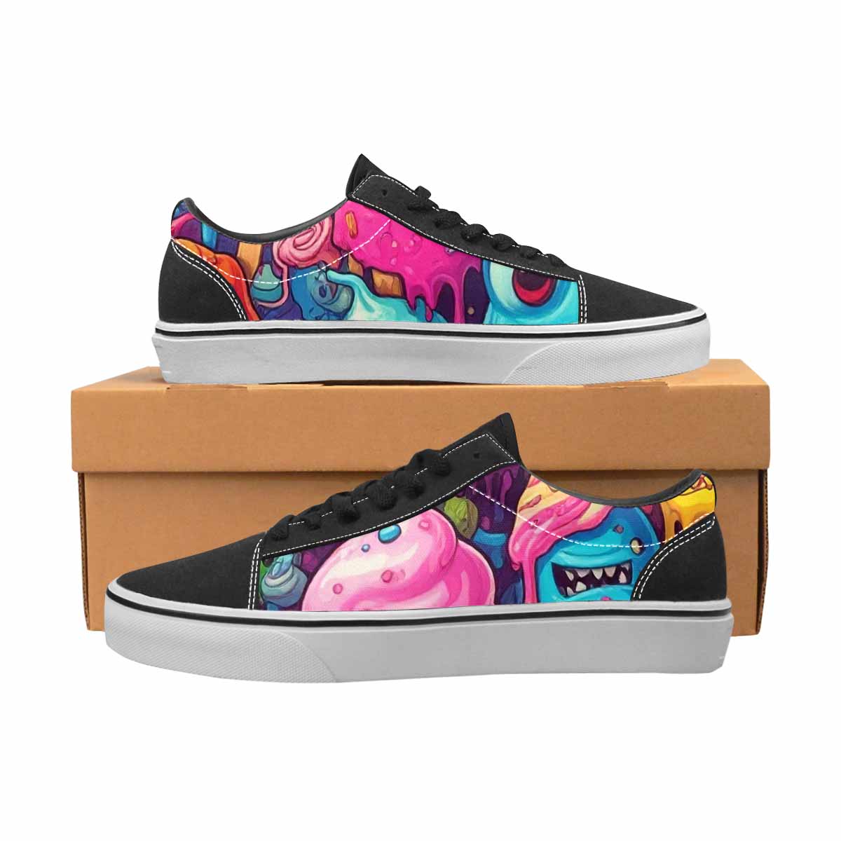 WOMEN'S Melting Ice Cream Monster Lace-Up Canvas Melting Art Sneakers