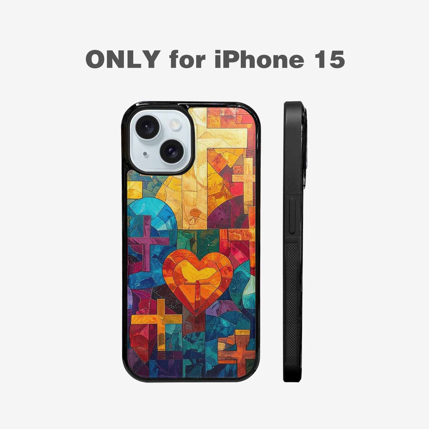 iPhone 15 Case — Faith Cross And Faith Icons Pattern, Custom Phone Case