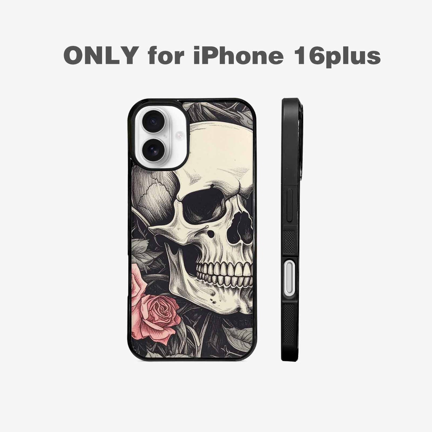 iPhone 16 Plus Case — 20 Skulls Overlapping Seamless Tileable Pattern, Custom Art Phone Cover
