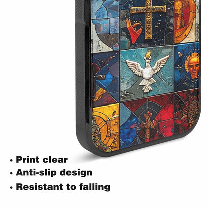 iPhone 15 Case — Jesus Face Small Cross And Faith, Personalized Phone Case
