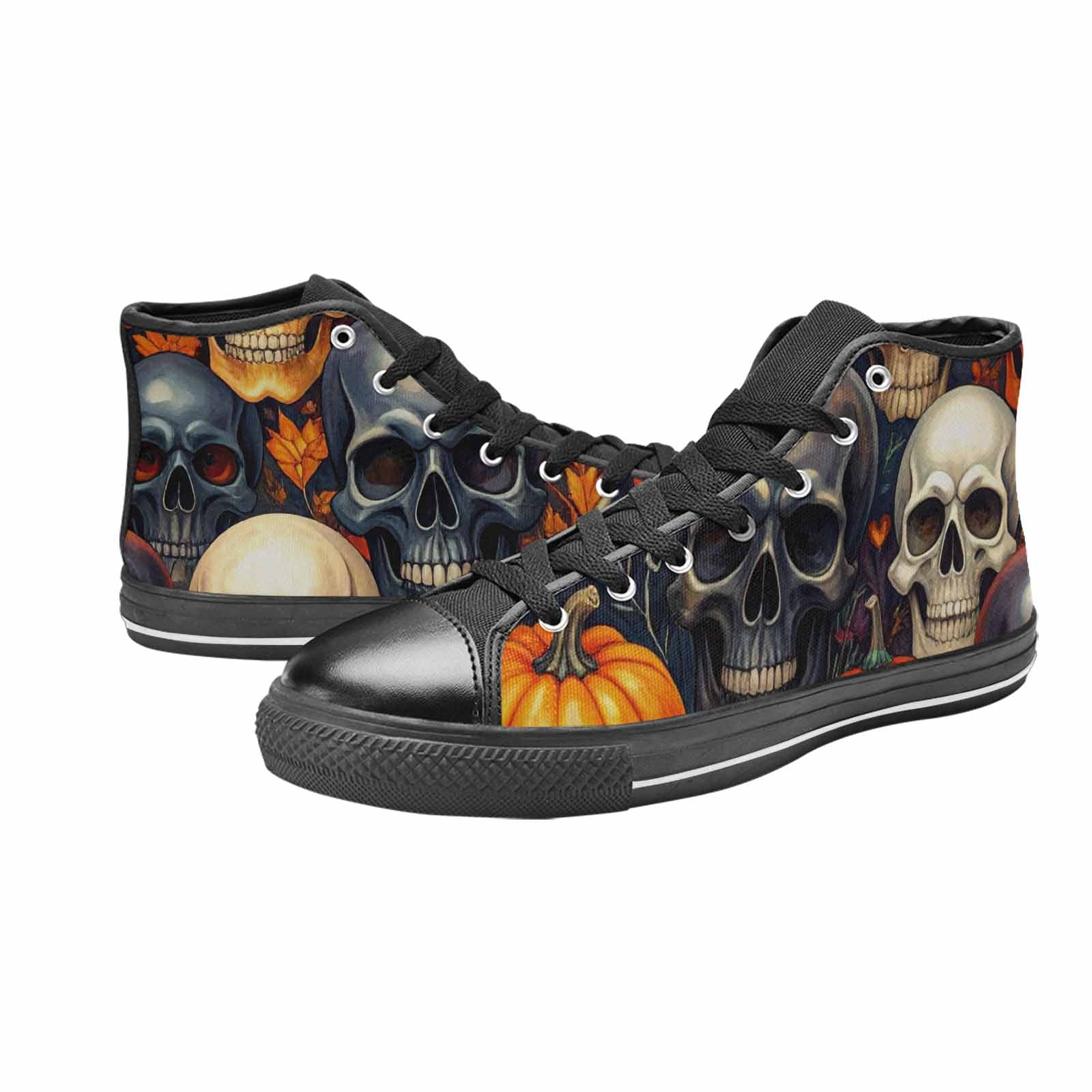 WOMEN'S Skulls - Halloween High Top Canvas Wallpaper Art Custom Sneakers