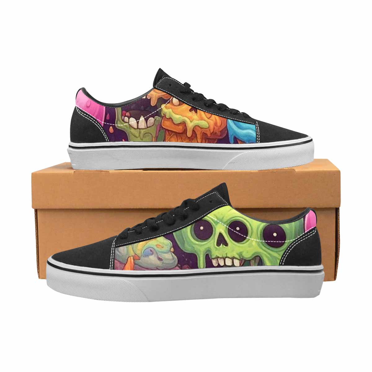 WOMEN'S Ice Cream Monsters  Lace-Up Canvas Vivid Custom Sneakers