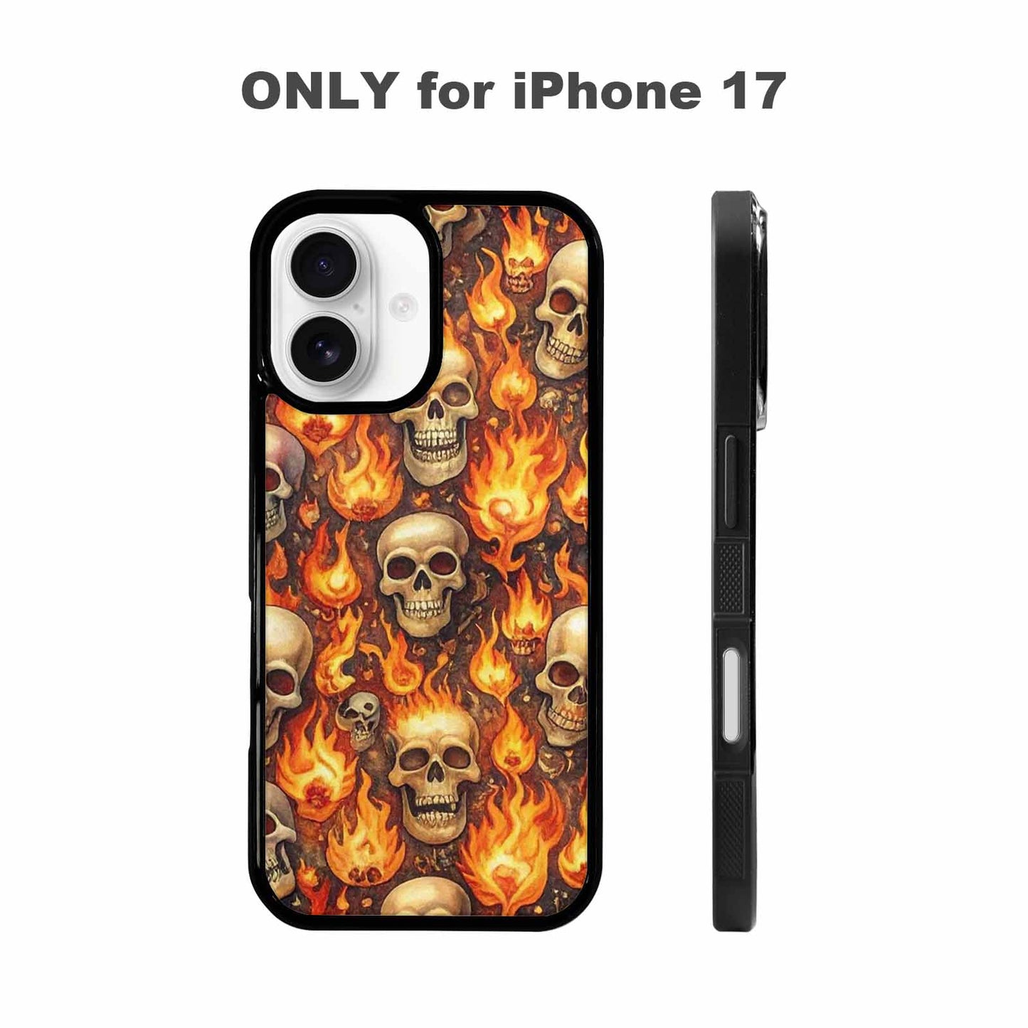 iPhone 17 Case — Skulls Flaming Skulls Small Gothic Skulls, Unique Phone Case Design