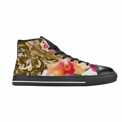 WOMEN'S Floral Snake Print High Top Canvas Dreamcore Custom Sneakers
