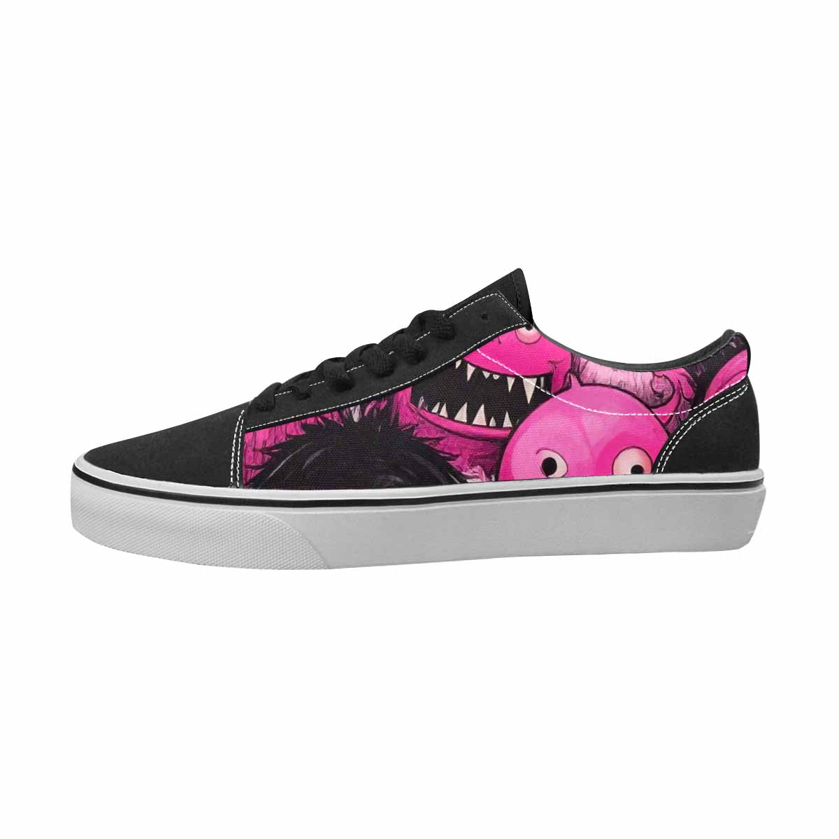 MEN'S Monsters Black & Pink Ink Canvas Artist-designed Wallpaper Art Limited Edition Sneakers