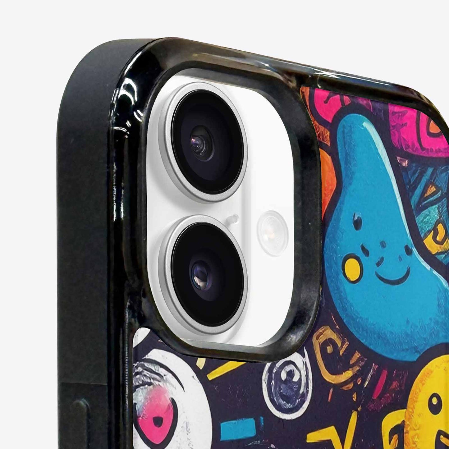 iPhone 16 Case — Hand Drawn Icon Doodle Pattern Hundreds, Unique Phone Case Design