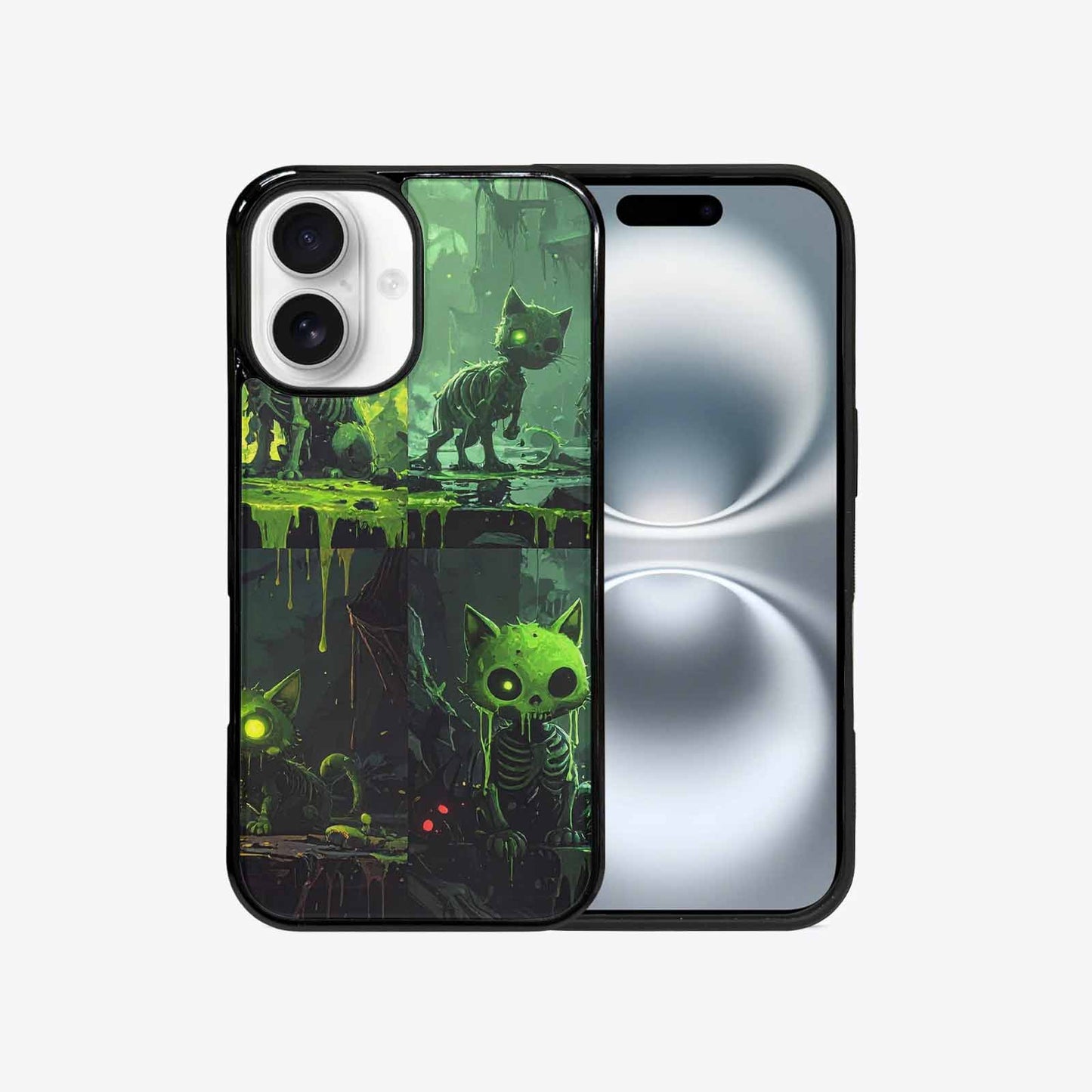 iPhone 16 Case — Toxic Melting Skeleton Cats Small Toxic, Custom Phone Case
