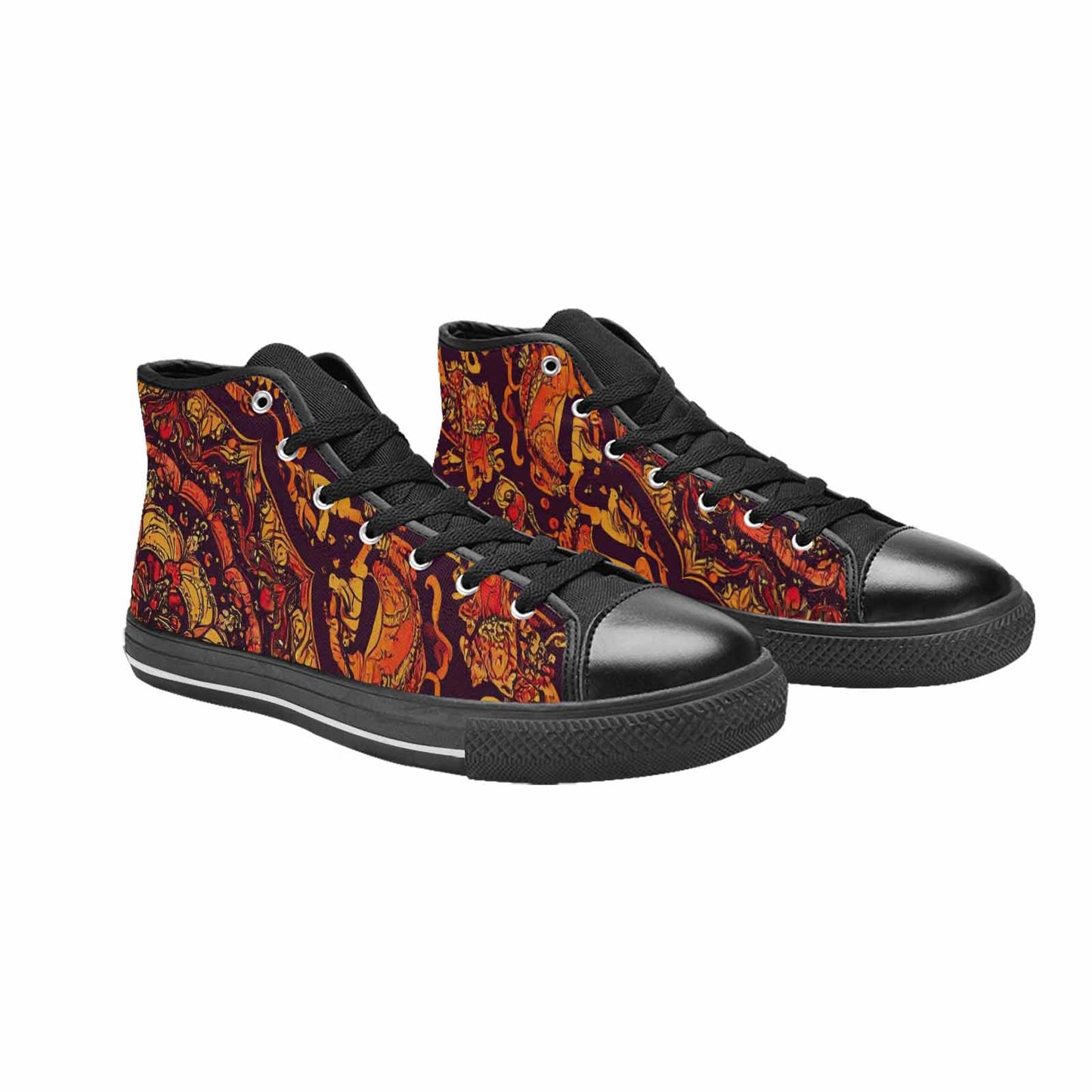 MEN'S Mandala Lions High Top Canvas Vibrant Chaos Sneakers