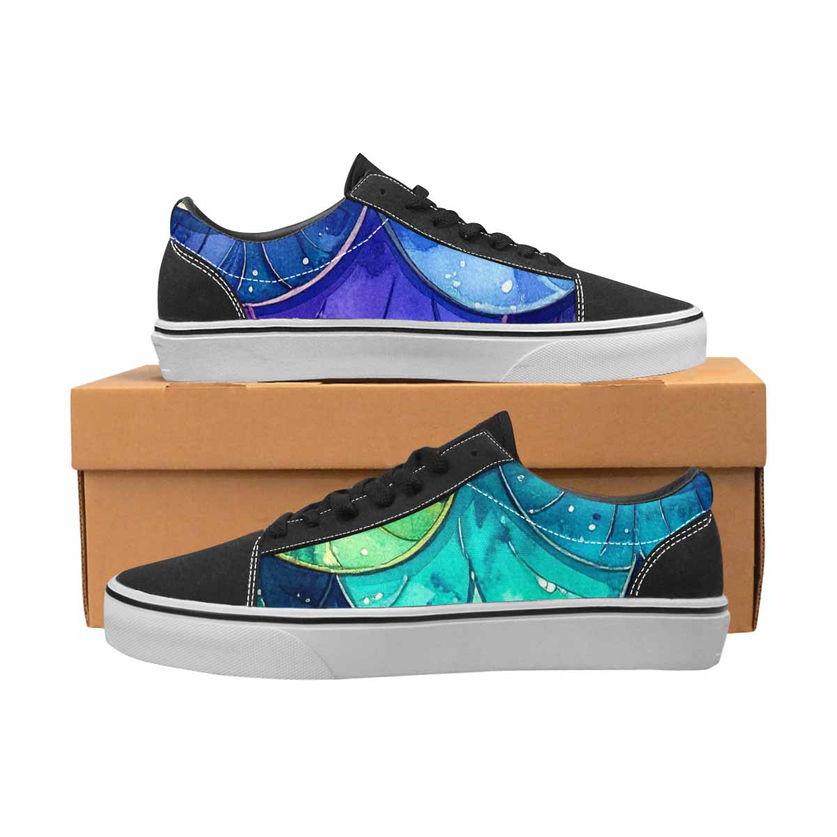 WOMEN'S Mermaid Scale Canvas Lace-Up Wallpaper Art Sneakers