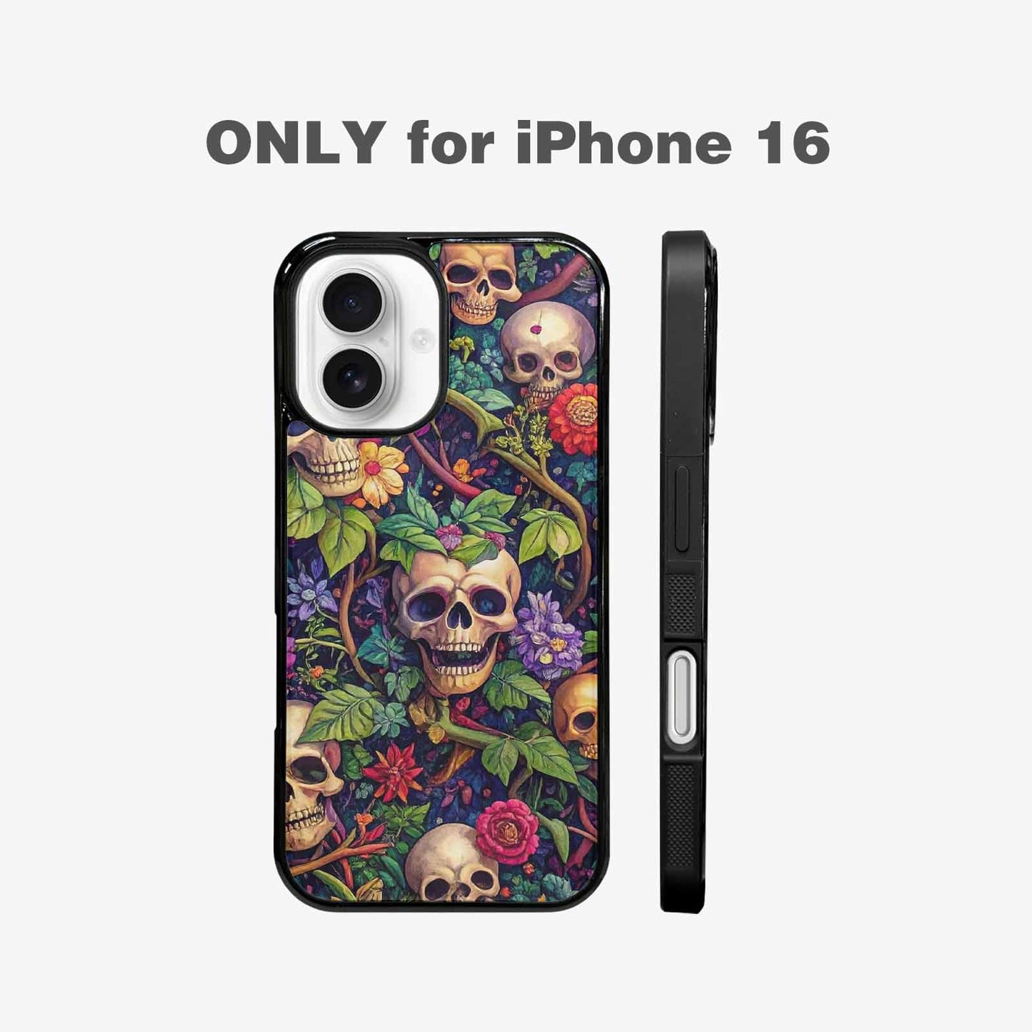iPhone 16 Case — Skulls Botanicalskulls Pattern, Custom Phone Case