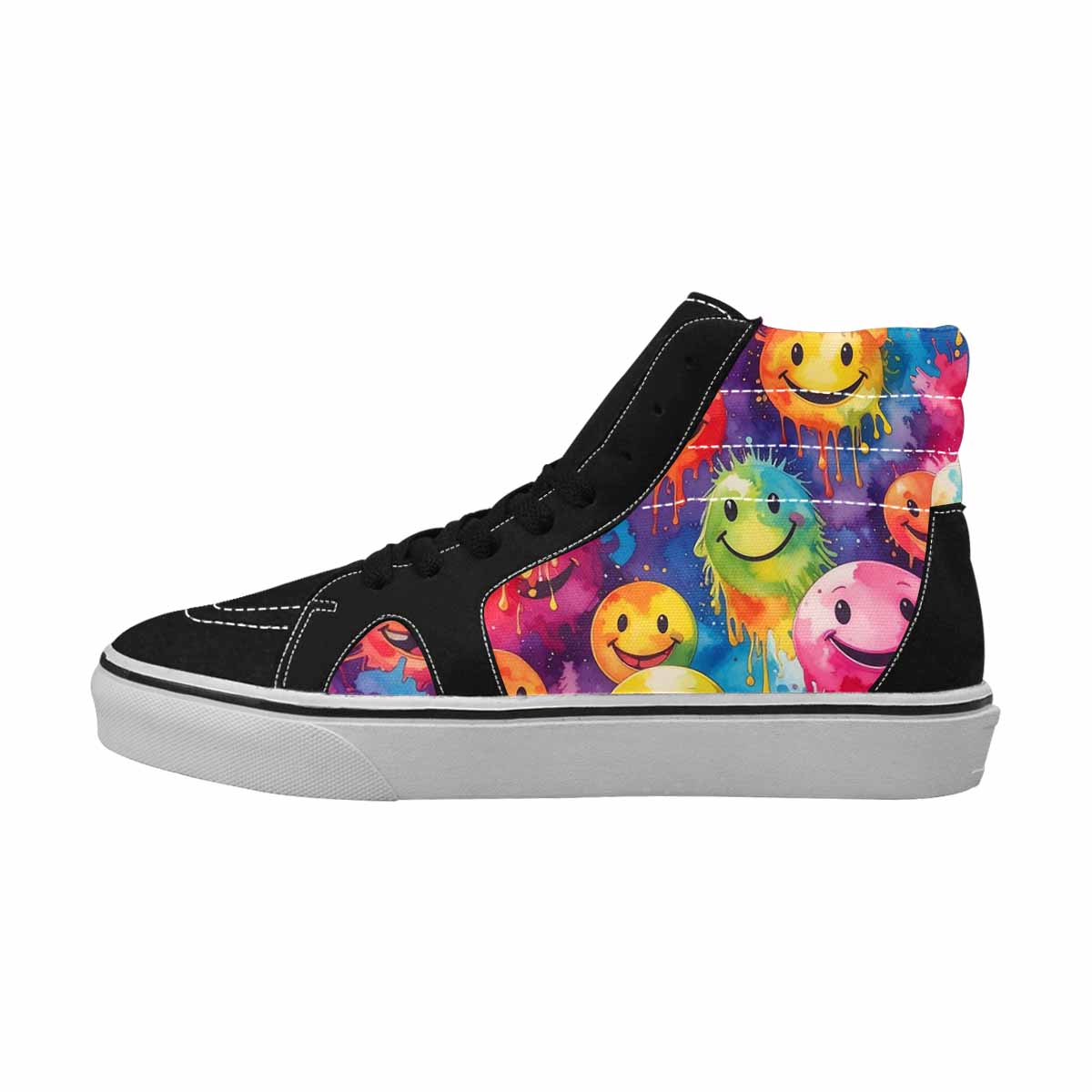 MEN'S Smiley Facessmiley Faces  High Top Canvas Cottagecore Custom Sneakers