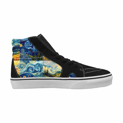 WOMEN'S Van Gogh-Style Swirl High Top Canvas Vivid Custom Sneakers