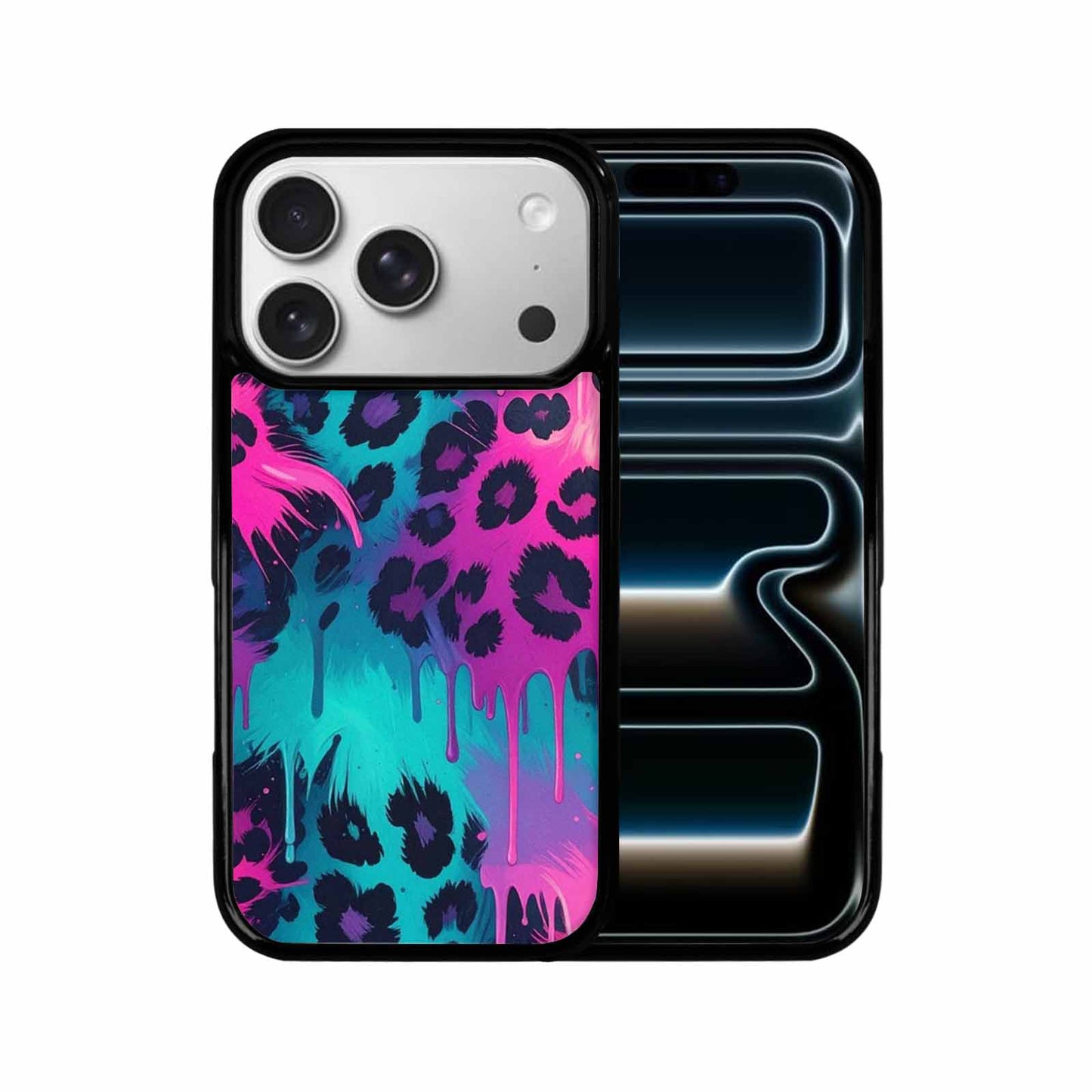 iPhone 17 Pro Case — Leopard Melting Neon Animal Print, Personalized Phone Case