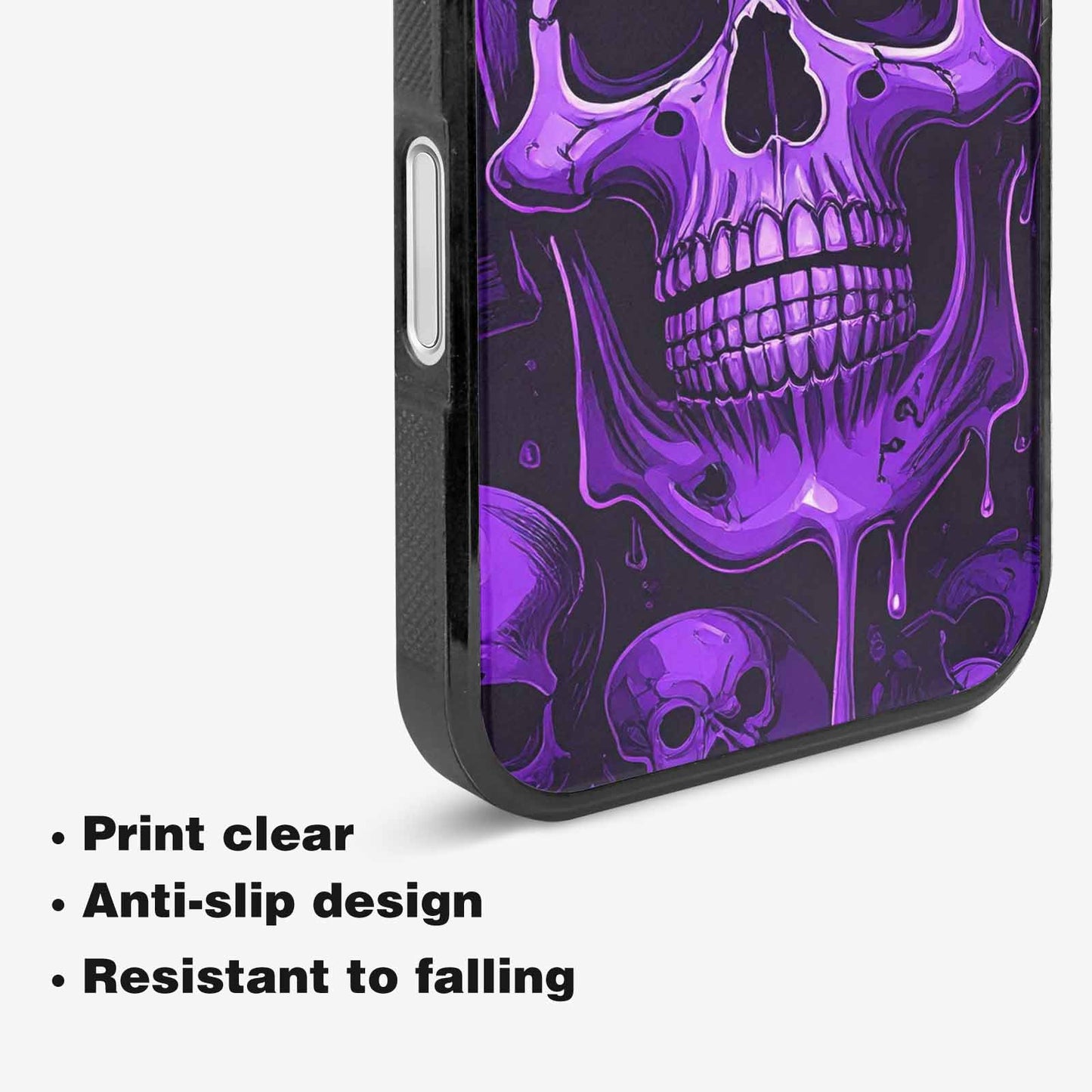 iPhone 16 Case — Monochrome Purple Skeletons Neon Drip Melting, Custom Art Phone Cover