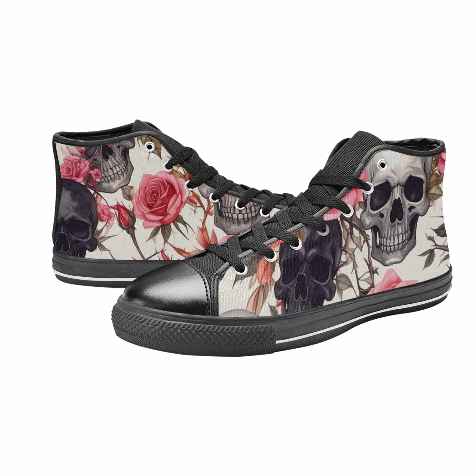 MEN'S Skulls - Roses High Top Canvas Cottagecore Custom Shoes
