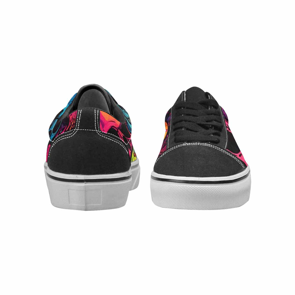 WOMEN'S 1000s Skulls Digital Camo Lace-Up Canvas Wallpaper Art Sneakers