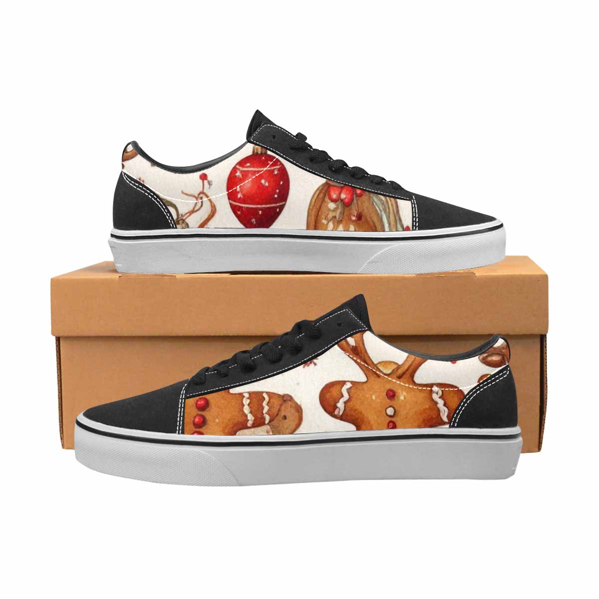 MEN'S Christmas Holly Snowflake Canvas Lace-Up Cottagecore Custom Shoes