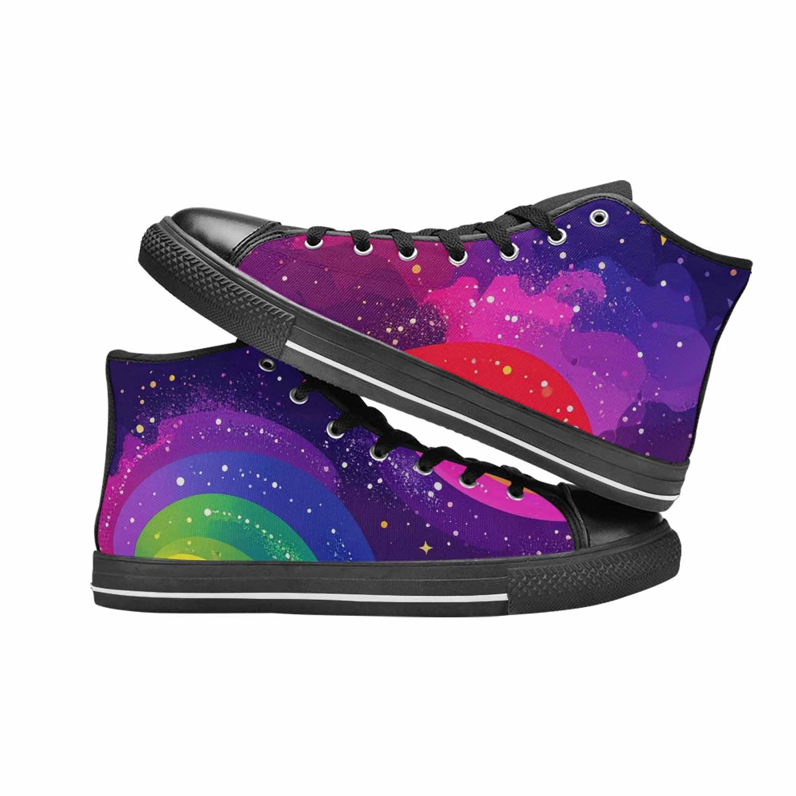 MEN'S Rainbow Pride Galaxy High Top Canvas Dark Academia Custom Sneakers