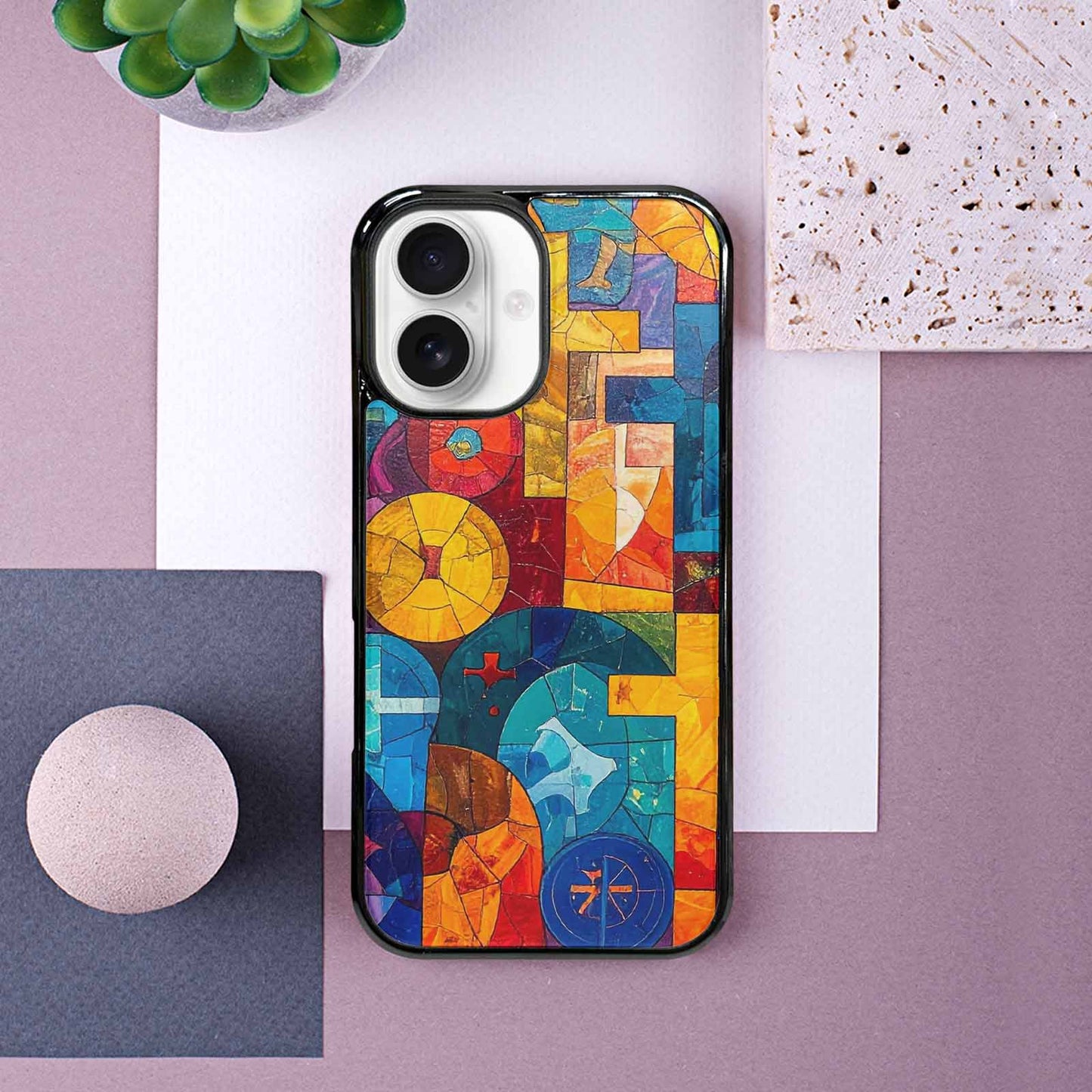 iPhone 16 Case — Faith Cross And Faith Icons Pattern, Custom Designed Case Cover