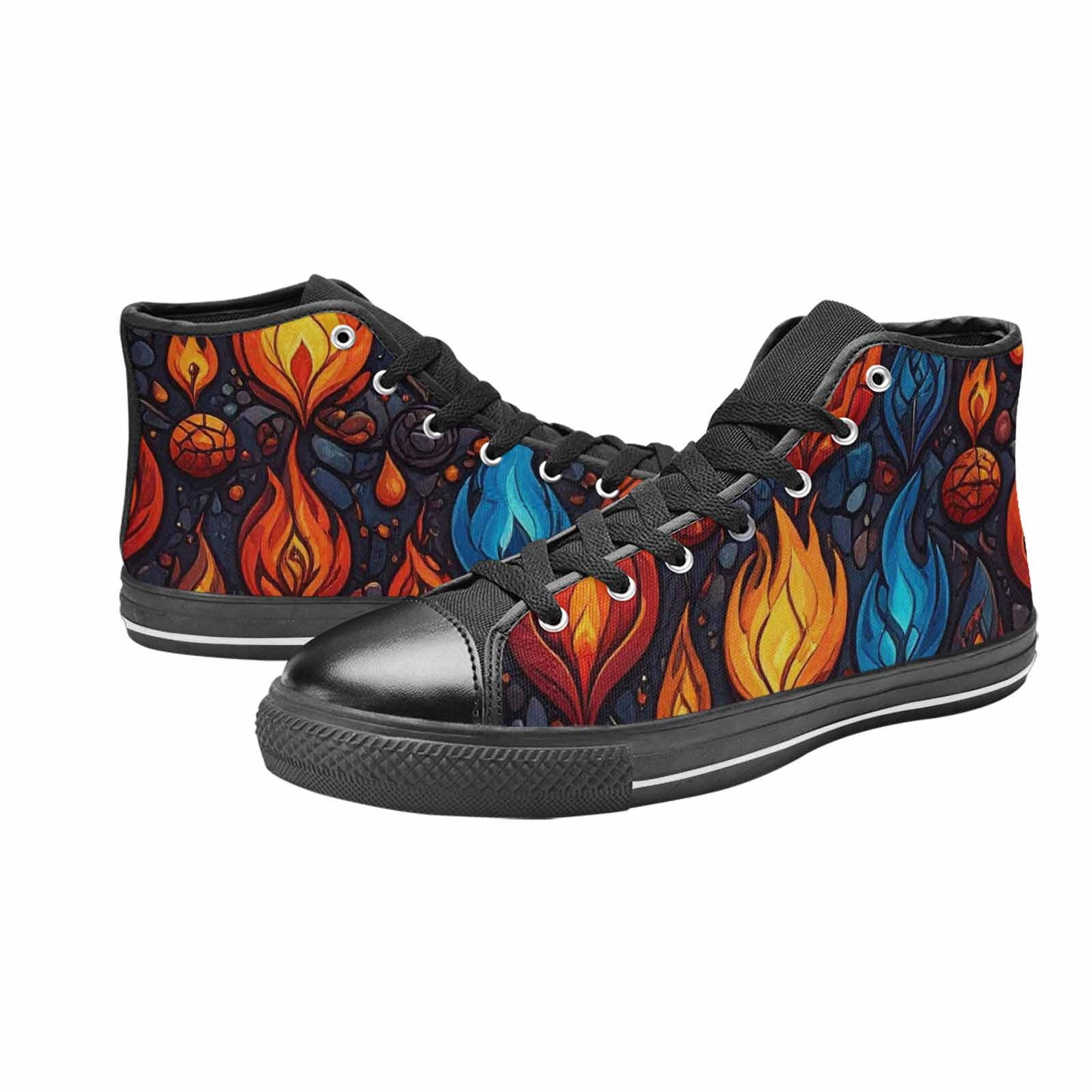 MEN'S Fire Flame High Top Canvas Y2K Custom Shoes