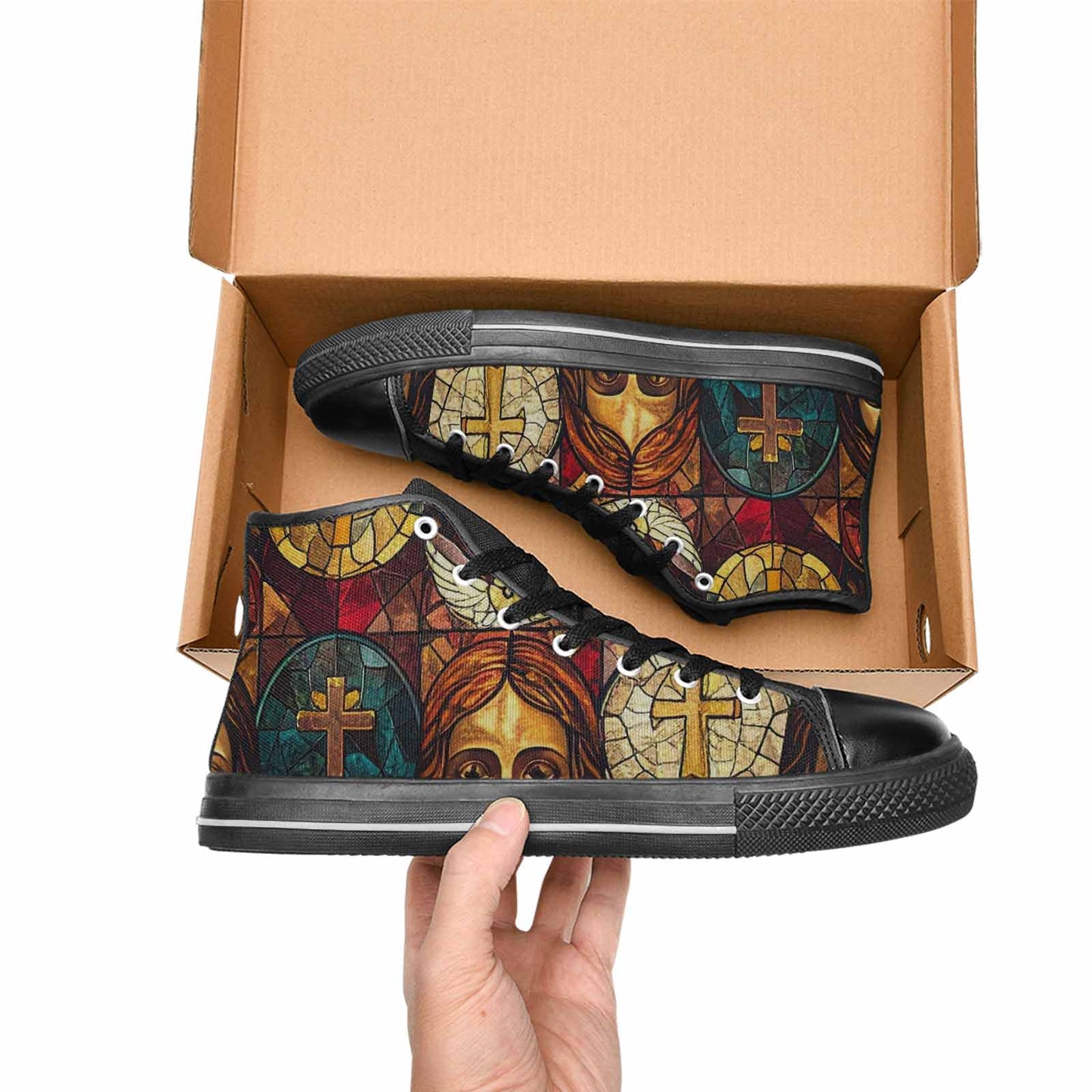 WOMEN'S Jesus Face Small High Top Canvas Vivid Custom Shoes
