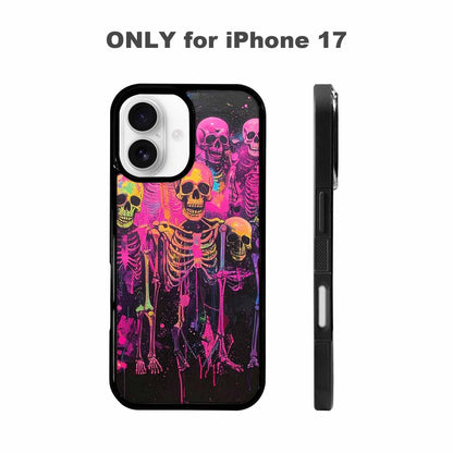 iPhone 17 Case — Skeletons Neon Pink Glowskelet Original Art, Personalized Phone Case