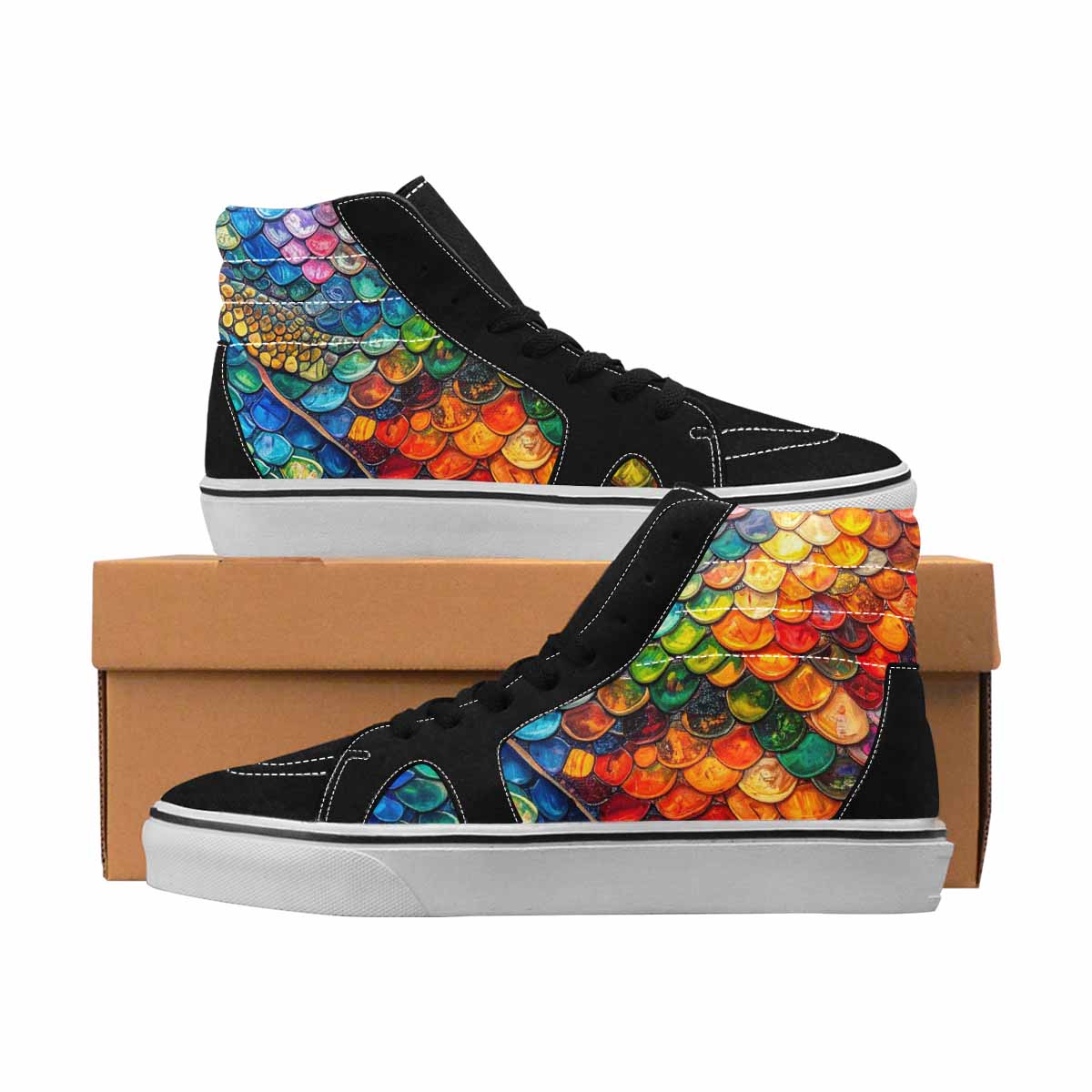 MEN'S Reptile Full Color High Top Canvas Boutique Dark Academia Custom Printed Shoes