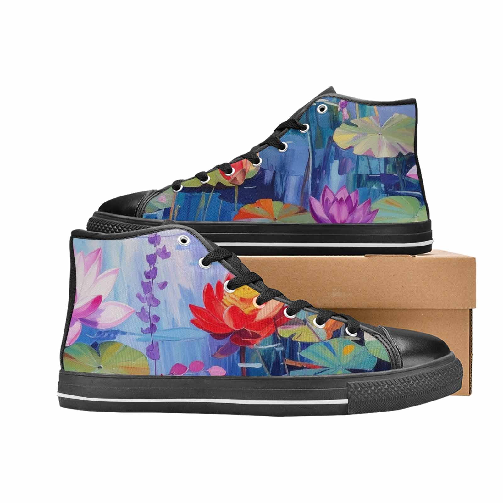WOMEN'S Monet-Style Impressionist Water High Top Canvas Y2K Custom Shoes