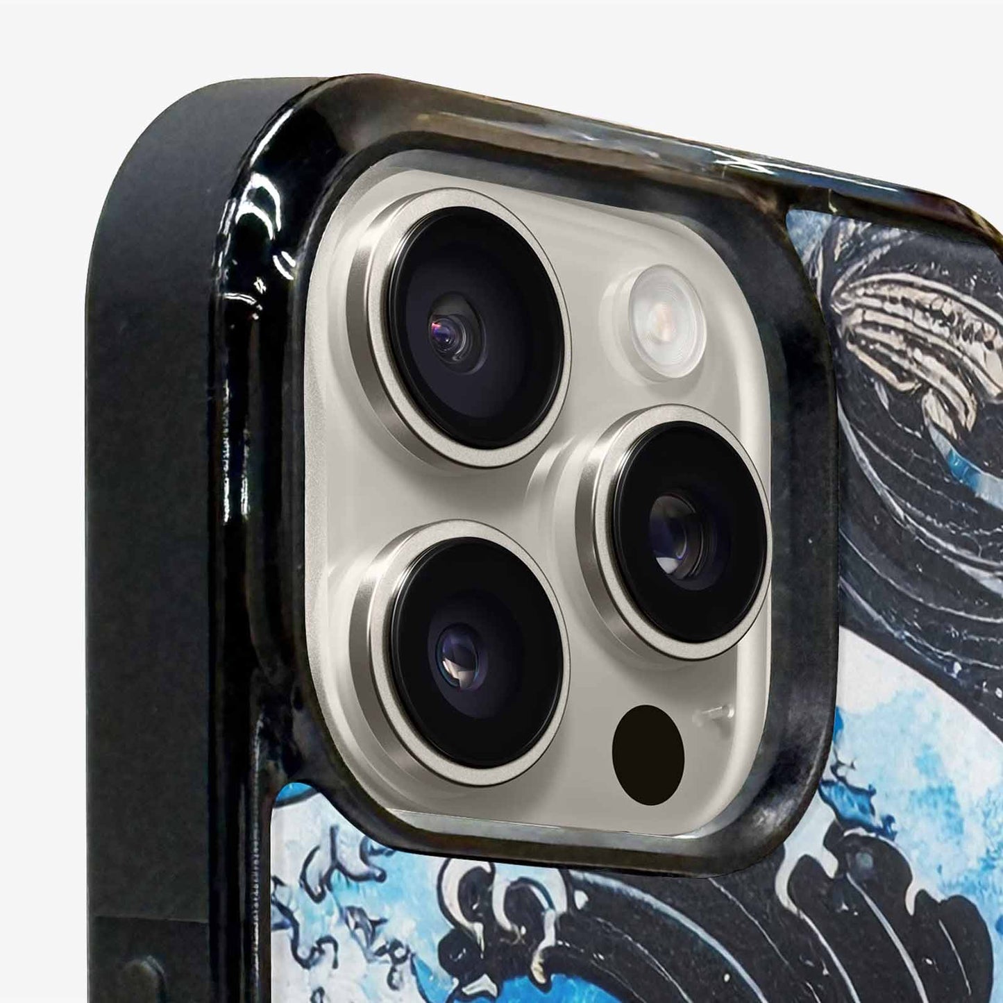 iPhone 16 Pro Case — Nautical Wave Black Blue Ink Wave, Custom Print Case Cover