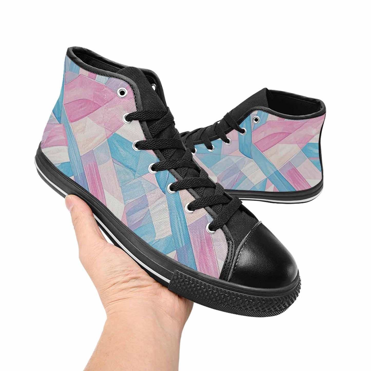 MEN'S Transgender Flag Color High Top Canvas Neon Fantasy Sneakers