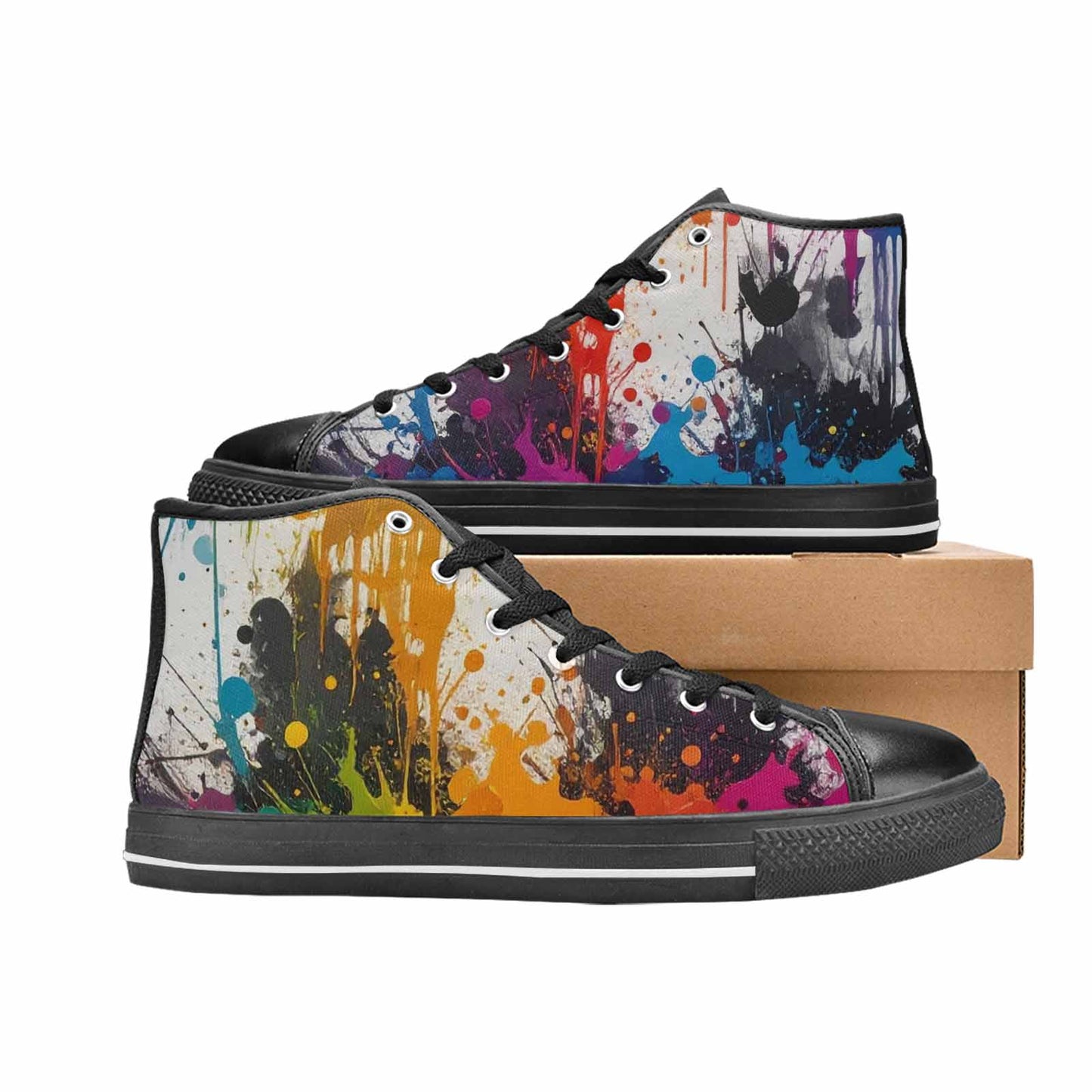 WOMEN'S Paint Splatter High Top Canvas Surreal Shoes