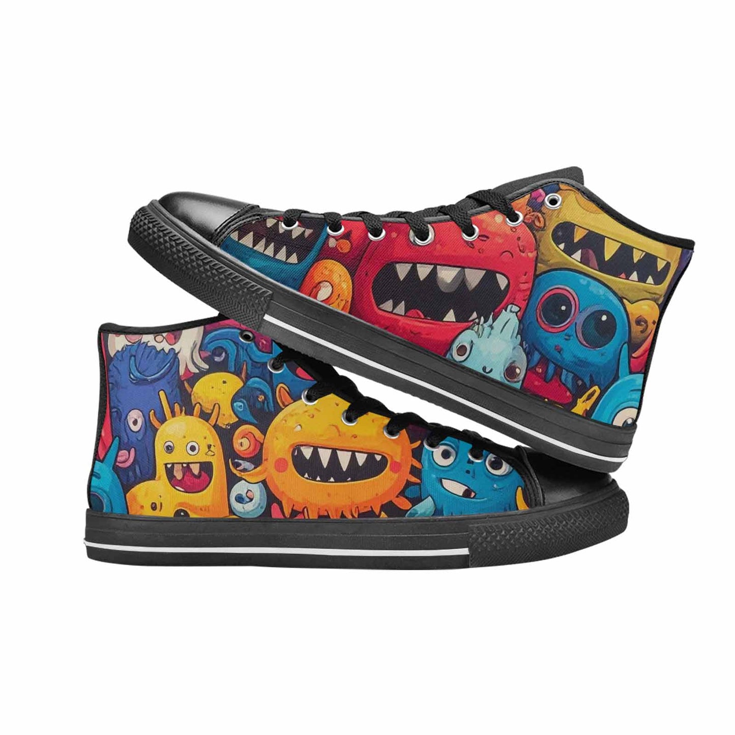 MEN'S Cartoon Monster Character High Top Canvas Surreal Custom Shoes