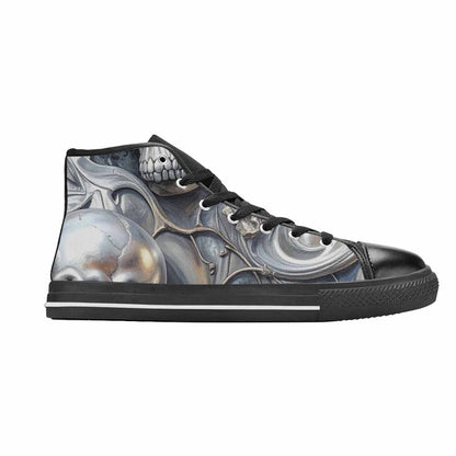 WOMEN'S Skulls Roses Chrome Airbrush High Top Canvas Surreal Shoes