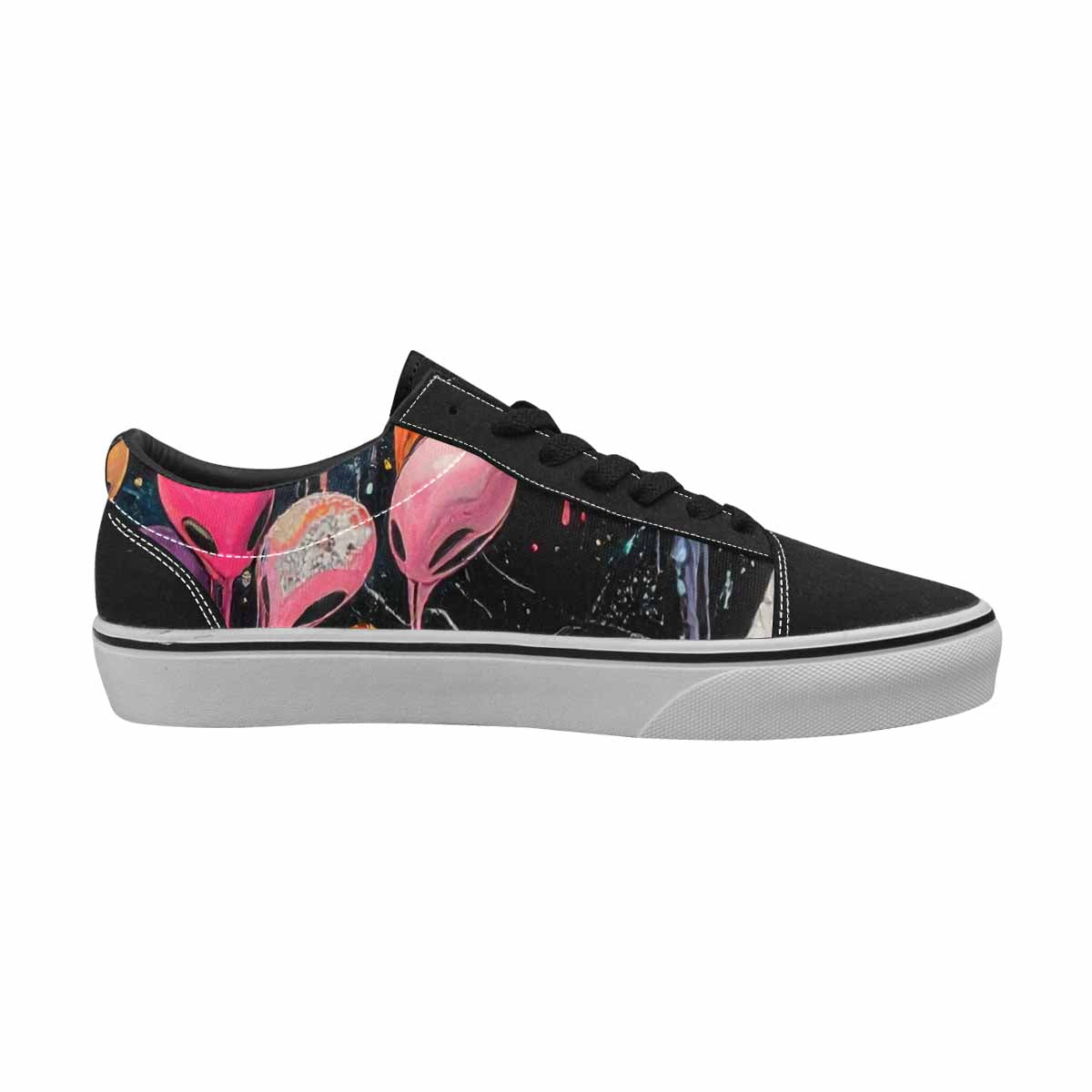 WOMEN'S Aliens  Marble Aliens Lace-Up Canvas Grunge Custom Shoes