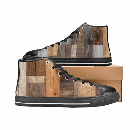 WOMEN'S Wood Grain Texture High Top Canvas Aesthetic Custom Sneakers