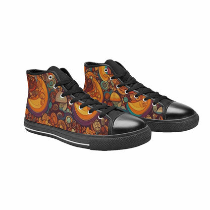 MEN'S Groovy 70S Peace High Top Canvas Dark Academia Shoes