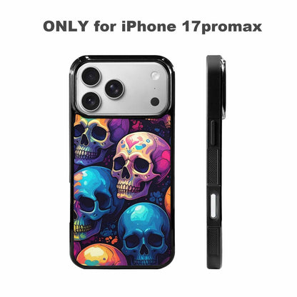 iPhone 17 Pro Max Case — Iridescent Millions Of Gothic Skulls, Custom Designed Case Cover