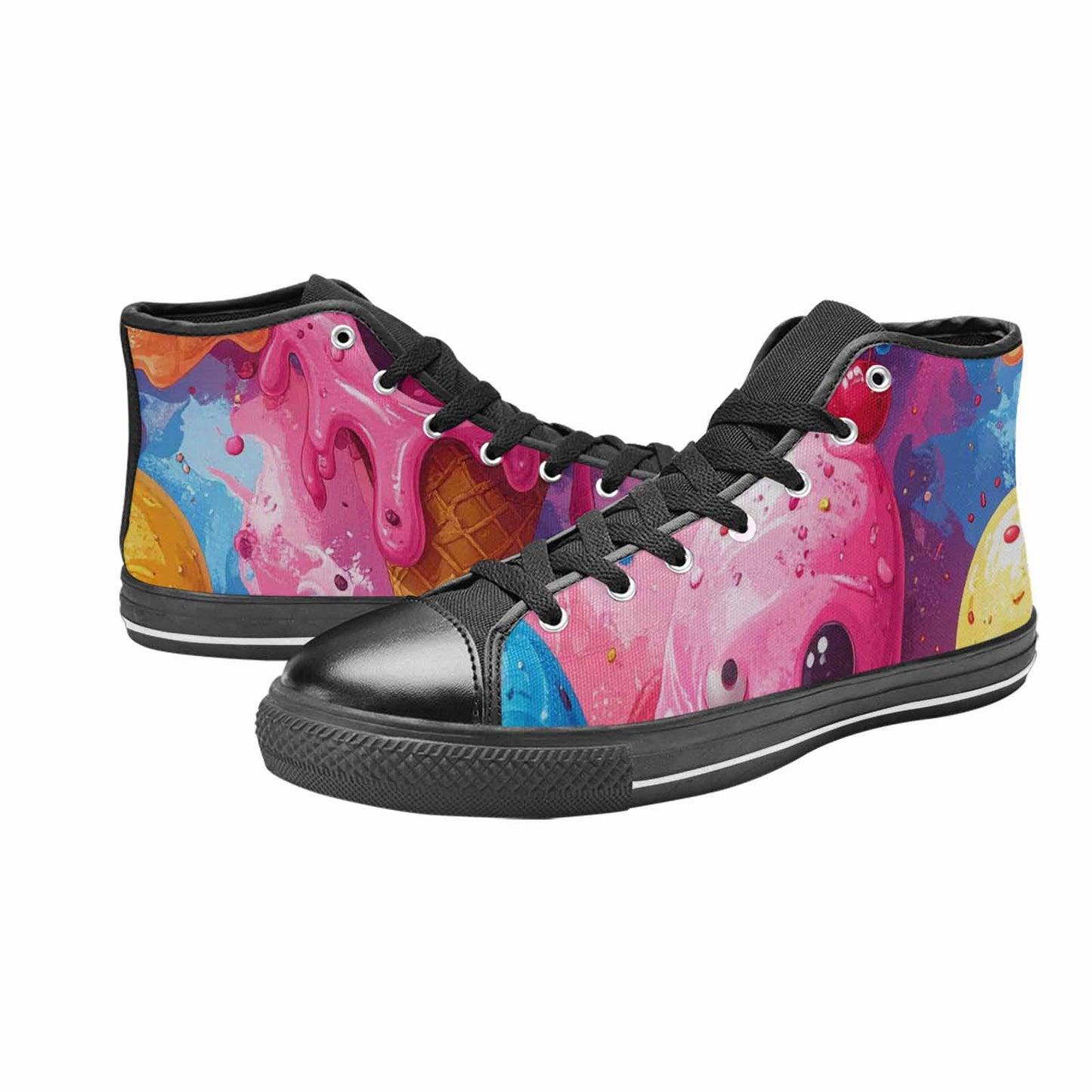 WOMEN'S Melting Icecream Monster Cherry High Top Canvas Aesthetic Shoes