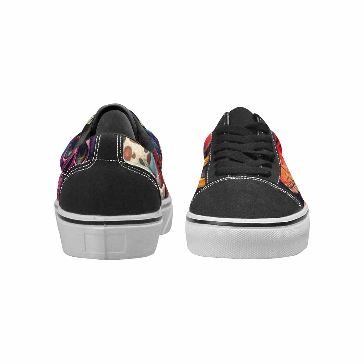 WOMEN'S Skulls  Animal Print Lace-Up Canvas Wallpaper Art Sneakers