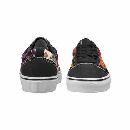 WOMEN'S Skulls  Animal Print Lace-Up Canvas Wallpaper Art Sneakers