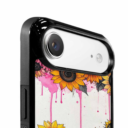 iPhone 17 Air Case — Sunflower Burst Black Pink Ink Floral, Custom Phone Case