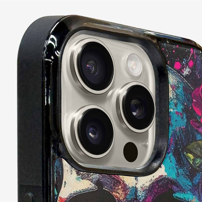 iPhone 15 Pro Max Case — Skulls Roses Acid Wash Custom, Unique Phone Case Design