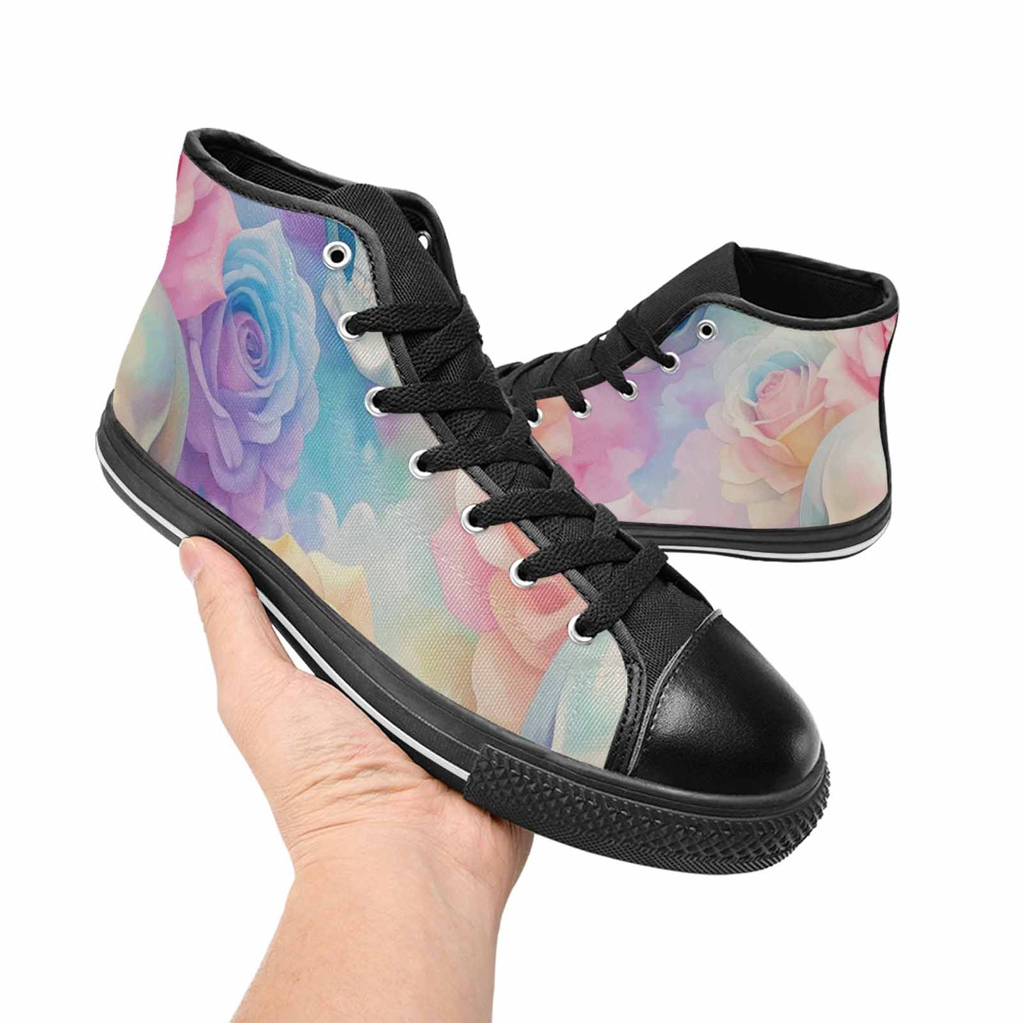 MEN'S Skulls Roses Candy Airbrush High Top Canvas Dark Academia Custom Shoes