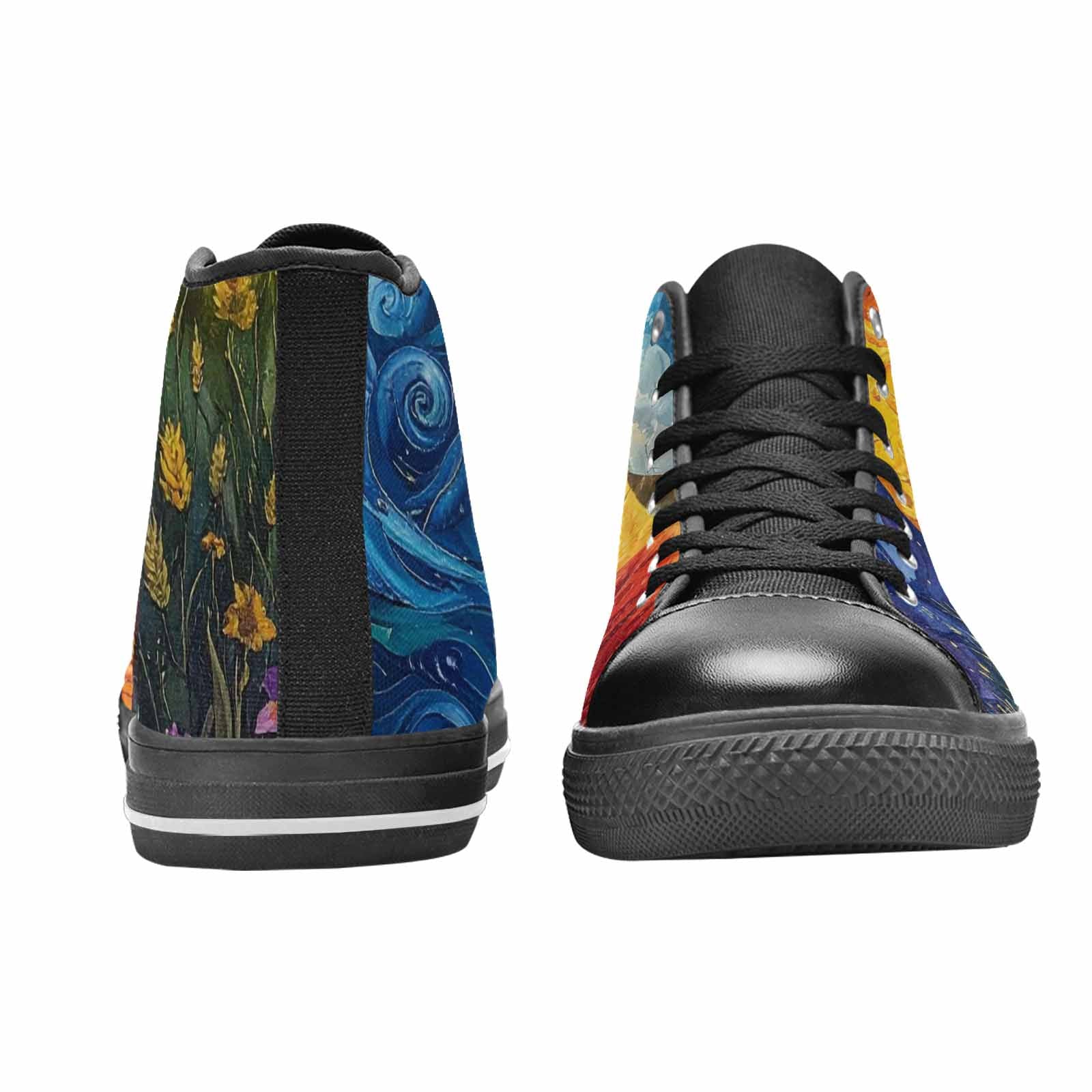 MEN'S Van Gogh-Style Swirl High Top Canvas Dark Academia Sneakers
