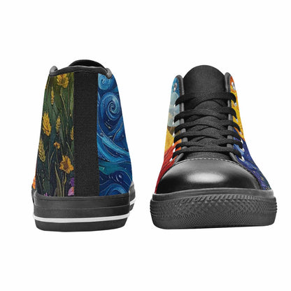 MEN'S Van Gogh-Style Swirl High Top Canvas Dark Academia Sneakers